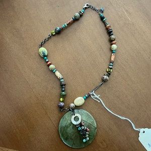silpada hobo necklace beads leaft earthy natural